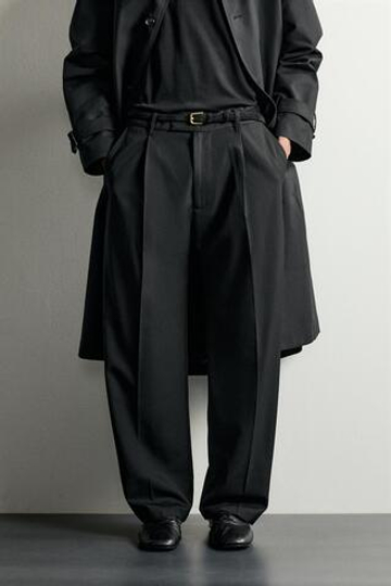 ZARA БРЮКИ RELAXED FIT СО СКЛАДКАМИ, ЧЕРНЫЙ