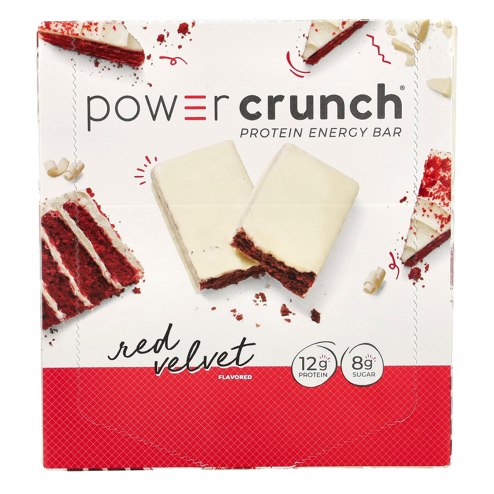 BNRG, Power Crunch, протеиновый энергетический батончик, со вкусом торта «Красный бархат», 12 батончиков, 40 г (1,4 унции) каждый
