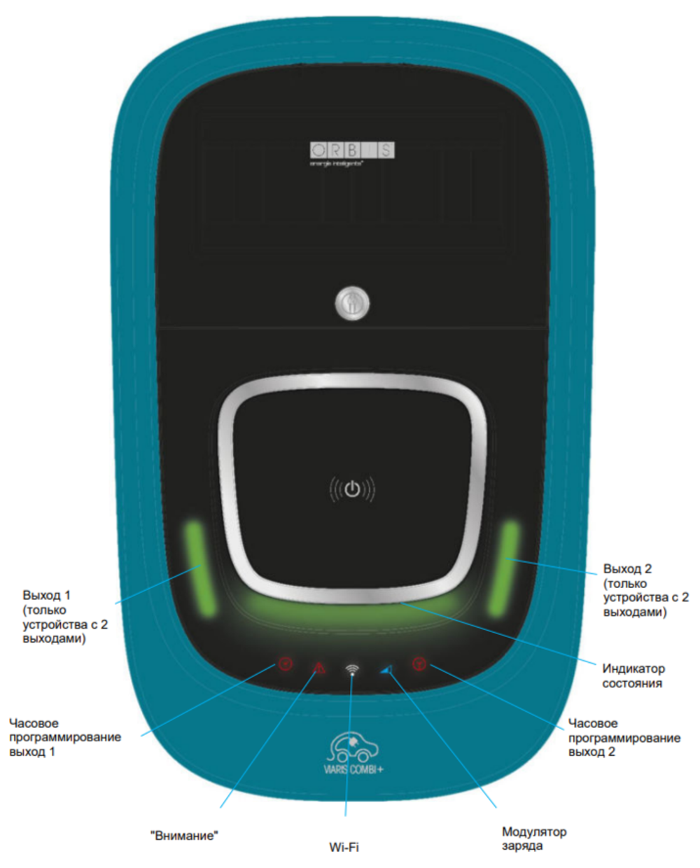Зарядная станция Orbis VIARIS COMBI+ трехфазная, 2х22 кВт, с розетками T2, с затвором (OB94P7CCKA2) - 2