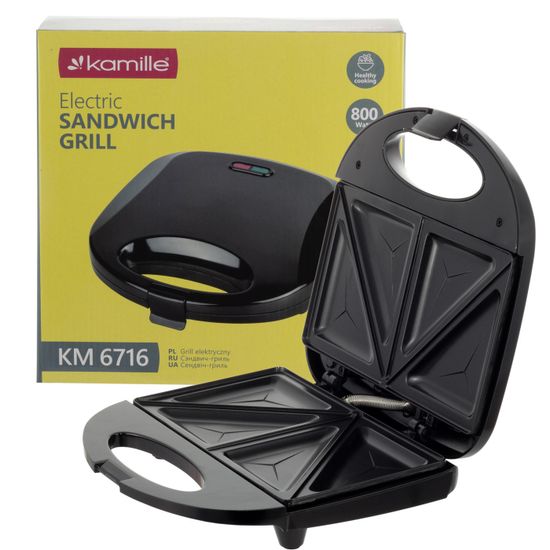 Сэндвичница электрическая 800 Вт. Kamille KM 6716 с антипригарным покрытием