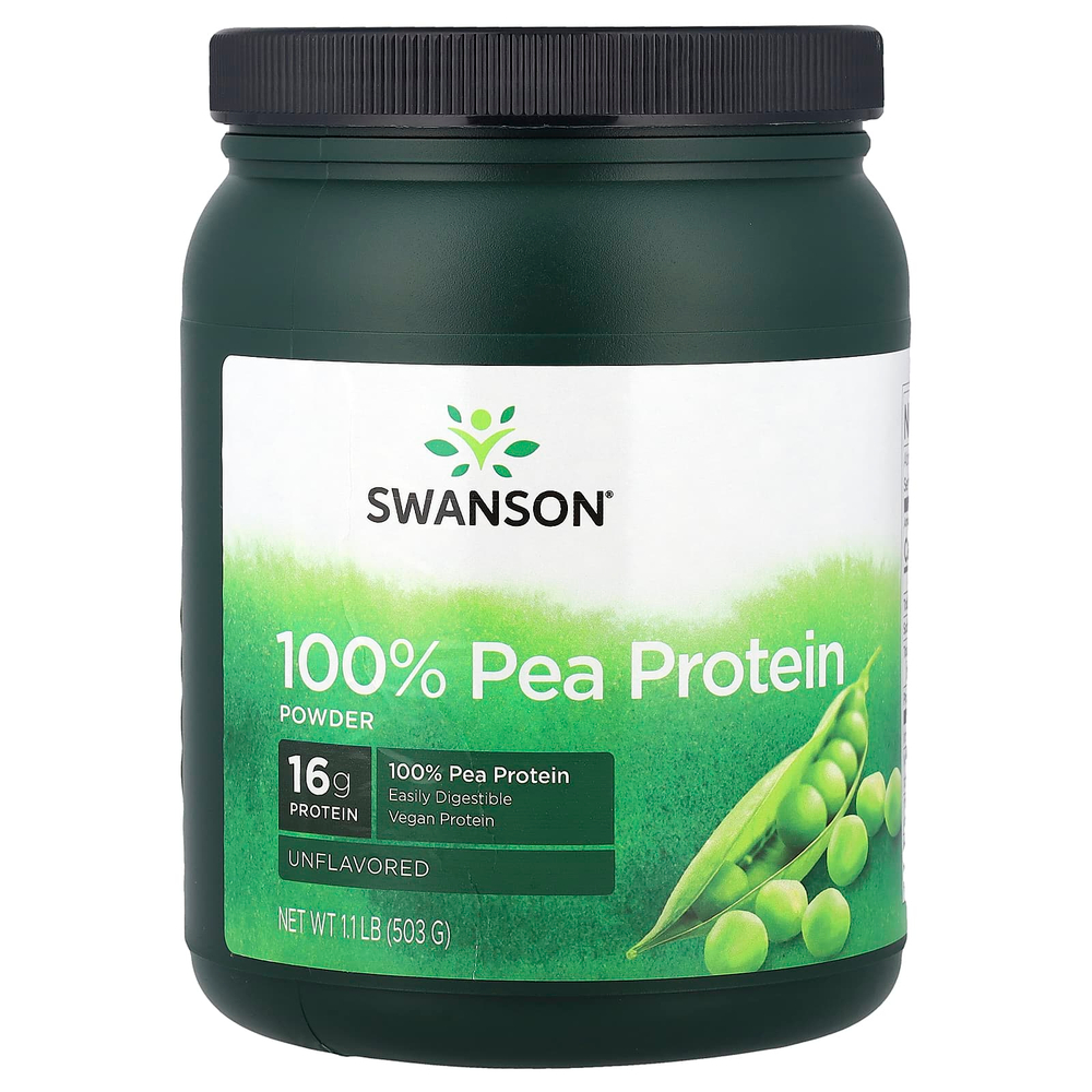 Swanson Vitamins, 100% порошок из горохового протеина, без добавок, 503 г (1,1 фунта)