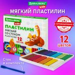Пластилин восковой BRAUBERG "МАГИЯ ЦВЕТА", 12 цветов, 180 г, со стеком, европодвес, 103307
