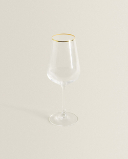 ZARA HOME БОКАЛ ДЛЯ ВИНА ИЗ БОГЕМСКОГО ХРУСТАЛЯ В ЗОЛОТОЙ ОПРАВЕ