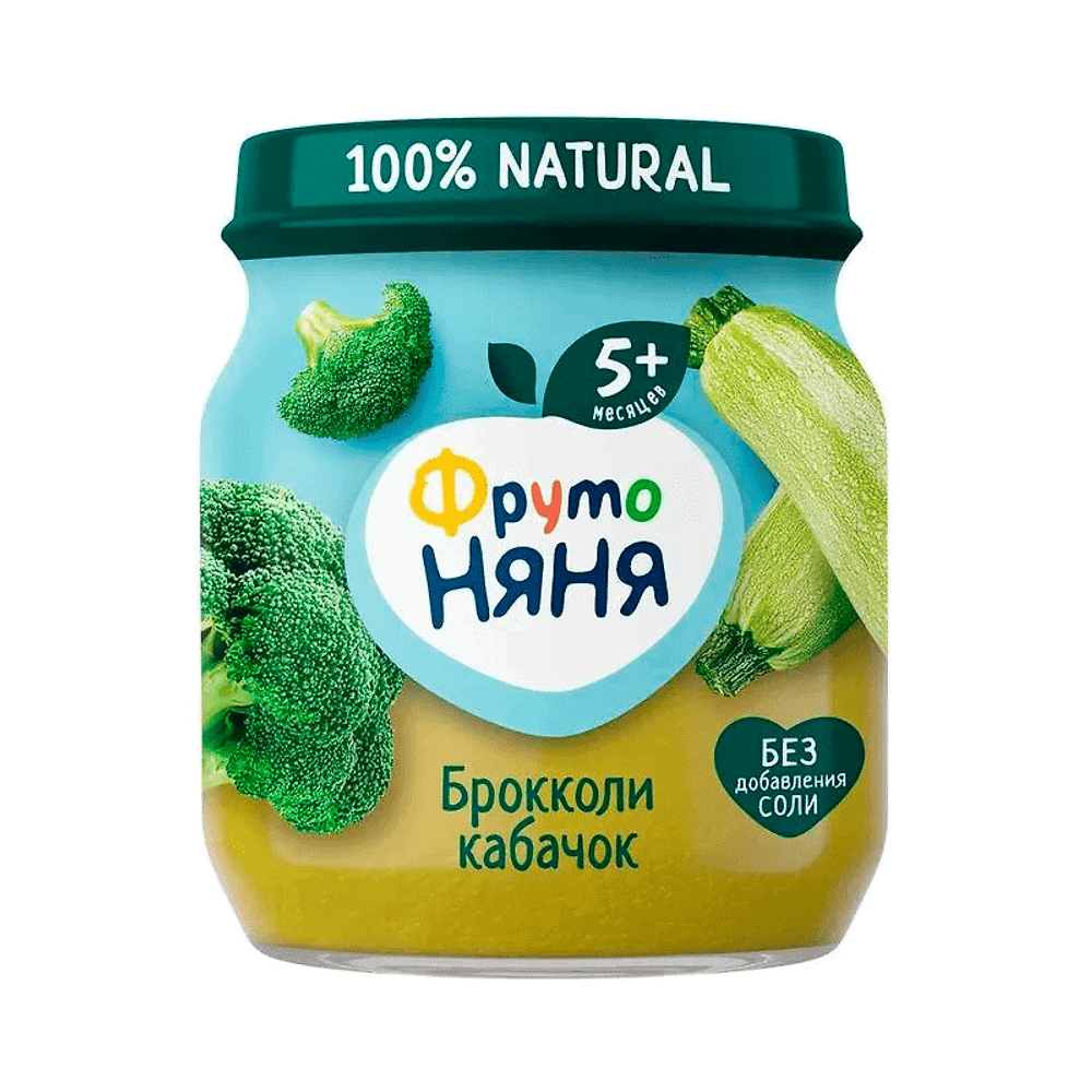 «Ф-Н» 110 г пюре из капусты брокколи и кабачков (6 шт) СТЕКЛО