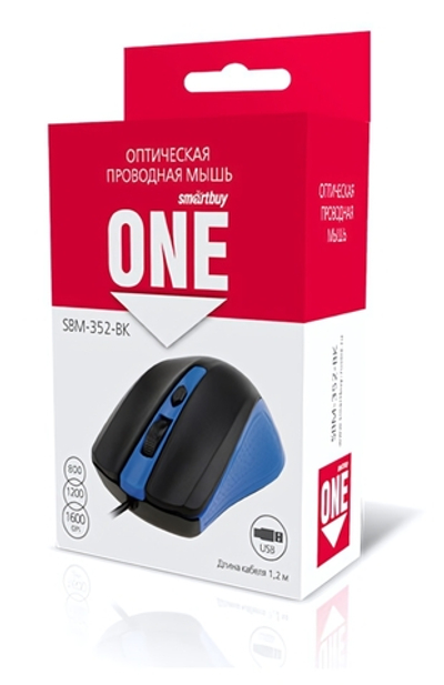 Мышь проводная Smartbuy SBM-352-BK Blue/Black