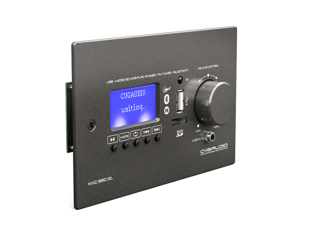 CVGAUDIO NVC-SRC-BL Внешний настенный MP3/BLUETOOTH/FM модуль с регулятором громкости для микшеров-усилителей NEXT/M, алюминий черный