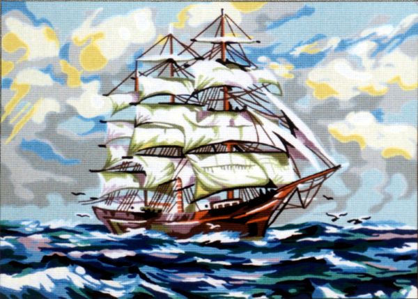 Рисунок для вышивания Soulos (канва жесткая), На всех парусах, 45х60 см