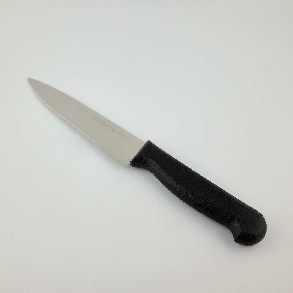Нож универсальный 15 см 6", пластиковая ручка черного цвета, сталь X50CrMoV15 LUCKY