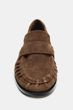 ZARA ЗАМШЕВЫЕ ЛОФЕРЫ, КОРИЧНЕВЫЙ