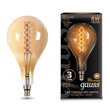 Лампа Gauss LED Vintage Filament Flexible A160 8W E27 160*300mm Golden 620lm 2400K 150802008