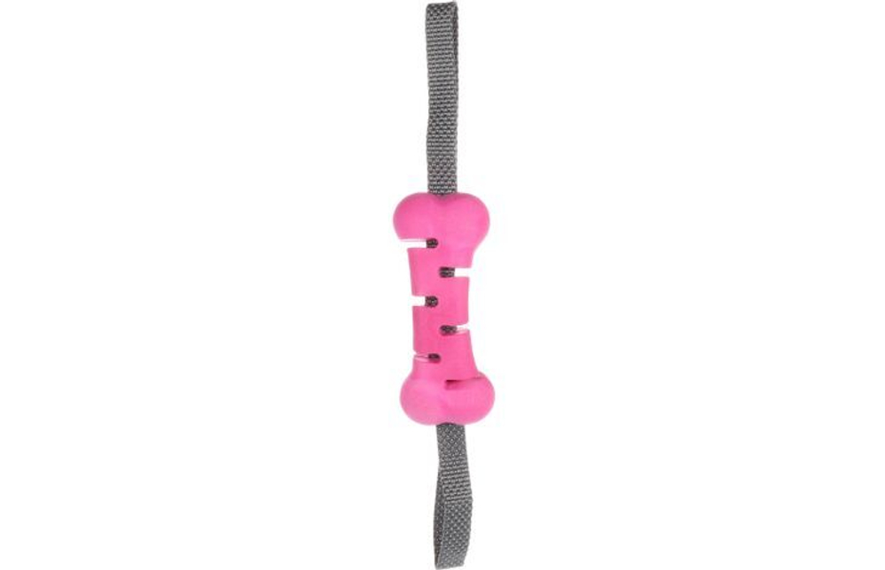 Игрушка для собак "Кость" с верёвкой 37,5 х 6 х 4,5 см, TPR, фуксия, Flamingo