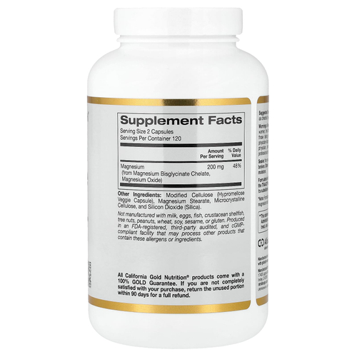 California Gold Nutrition, хелатный бисглицинат магния, Albion TRAACS®, 240 растительных капсул (100 мг в 1 капсуле)