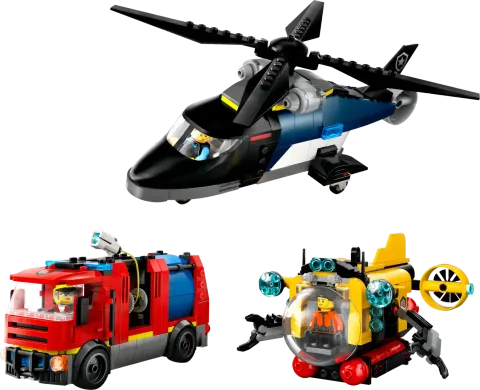 Конструктор LEGO City 60462 Вертолет, пожарная машина и подводная лодка