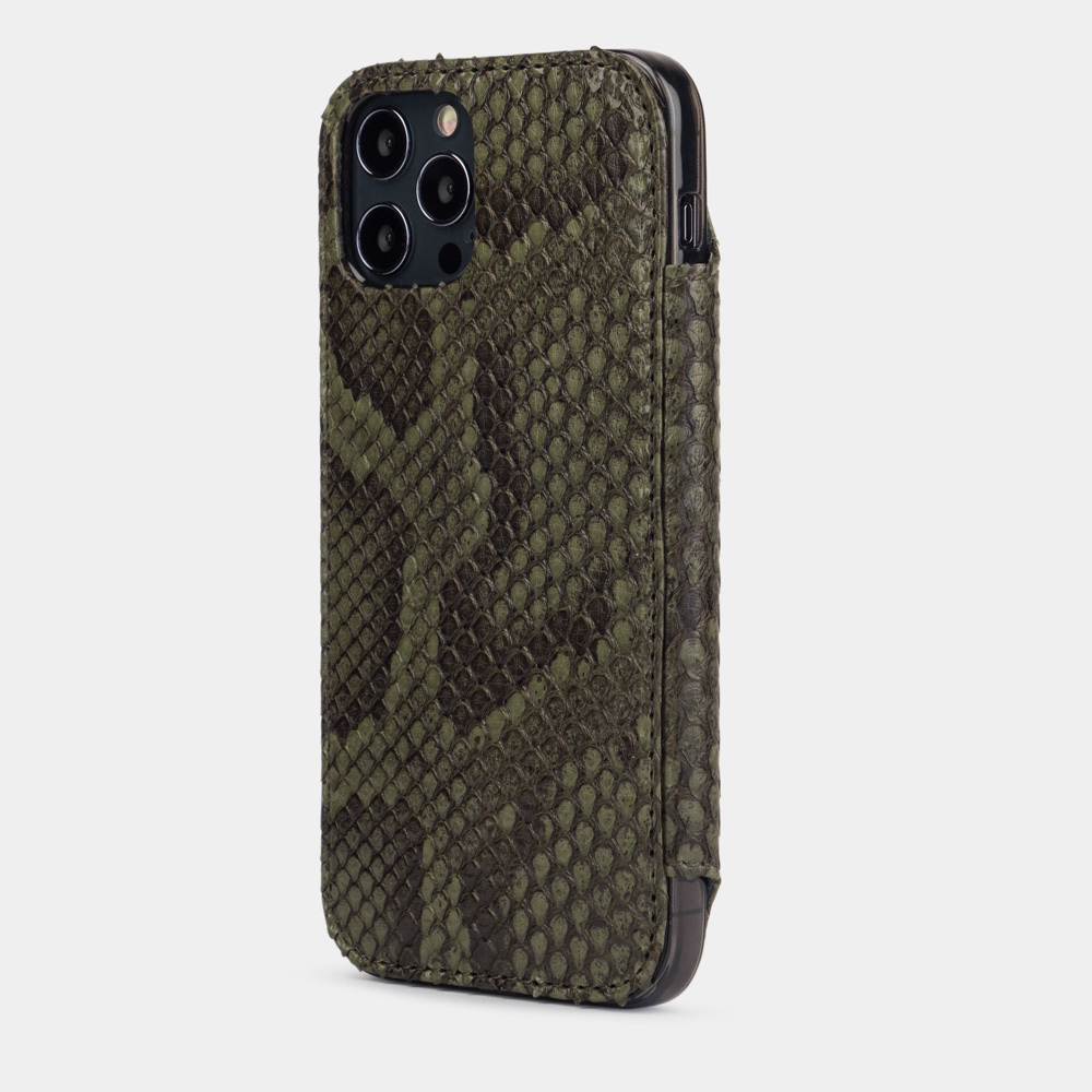 Чехол Benoit для iPhone 12 Pro Max из натуральной кожи питона, зеленого цвета