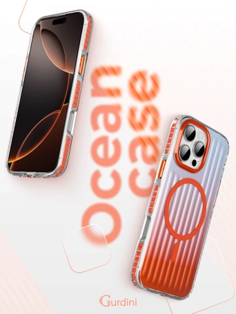 Чехол накладка iPhone 16 Pro 6.3" Gurdini Ocean Case (6) Transparent оранжевый