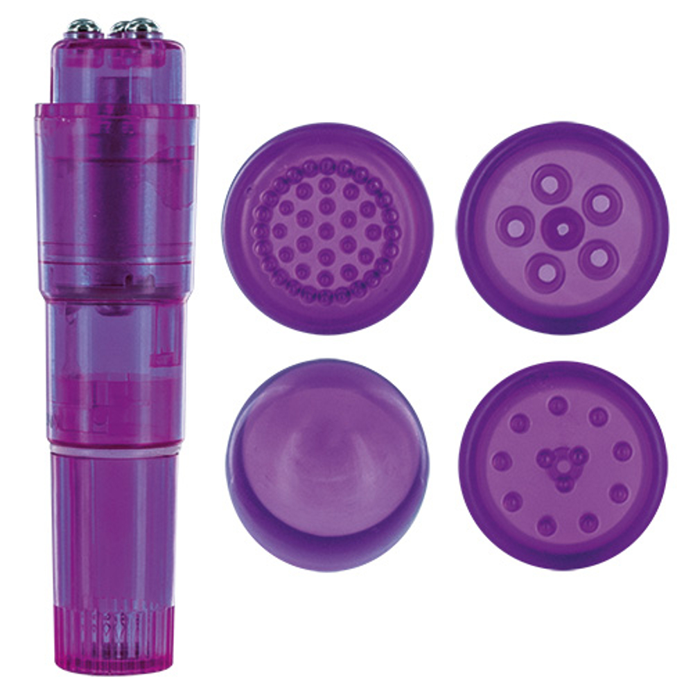 Фиолетовая виброракета с 4 насадками MULTI STIMULATOR CANDY PIE PURPLE PULSY (Цвет: фиолетовый)