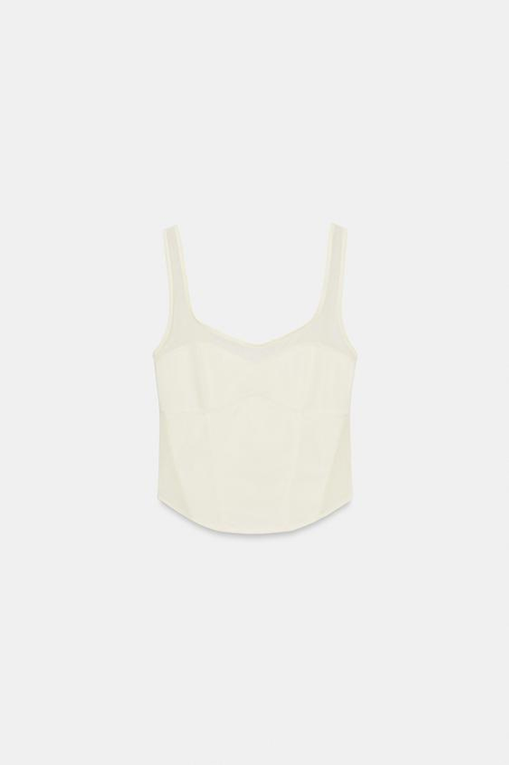 ZARA КОМБИНИРОВАННЫЙ ТОП В КОРСЕТНОМ СТИЛЕ, ЭКРЮ
