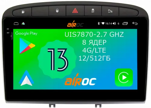 Магнитола для Peugeot 308 2007-2014, 408 2012-2022 - Airoc 2K AU-2901 на Android 13, Быстрейшая, SIM-слот
