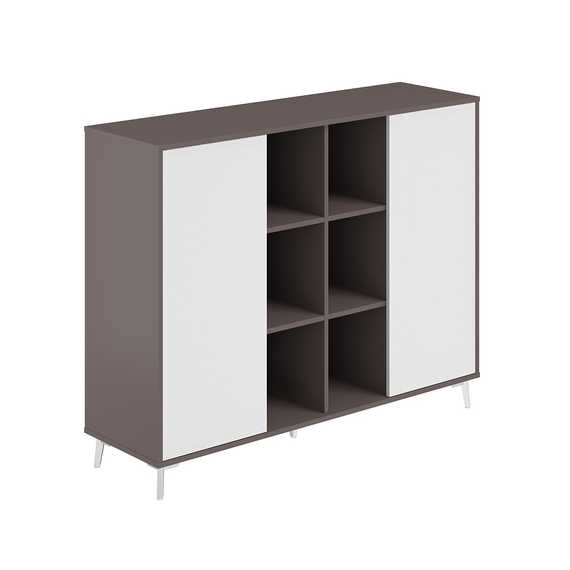SR.303.WF.WH.WH / Шкаф средний с нишей 1516х450х1200 / корпус: вольфрам; фасады: белый/белый