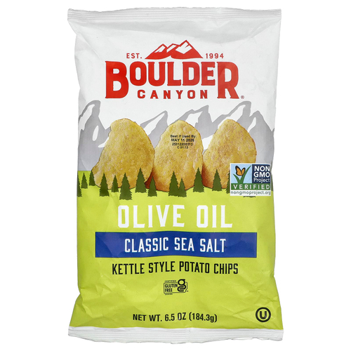 Boulder Canyon, Картофельные чипсы с оливковым маслом, классическая морская соль, 184,3 г (6,5 унции)