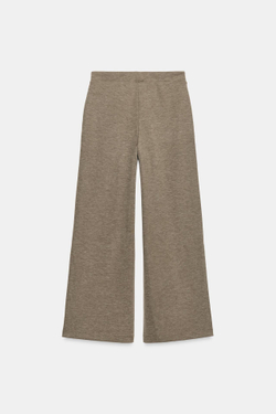 ZARA БРЮКИ ИЗ МЯГКОЙ ТКАНИ, ЗЕЛЕНЫЙ МЕЛАНЖ