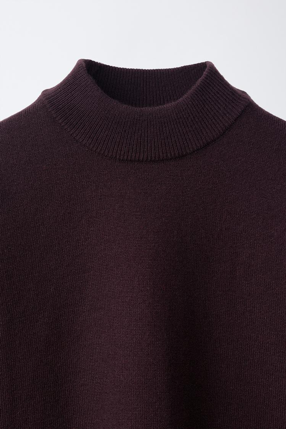 ZARA ТРИКОТАЖНЫЙ СВИТЕР С ВОРОТНИКОМ-СТОЙКОЙ, КОРИЧНЕВЫЙ