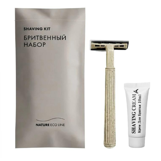 Набор бритвенный "Nature" (Бритвенный станок + крем для бритья в тубе 10 гр) каменная бумага