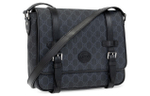 GUCCI Leather Messenger Bag, Shoulder Bag, Crossbody Bag Men"s Black Gray