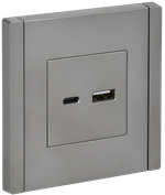 FORTE&PIANO Розетка USB A+C 18Вт FP551 сталь IEK