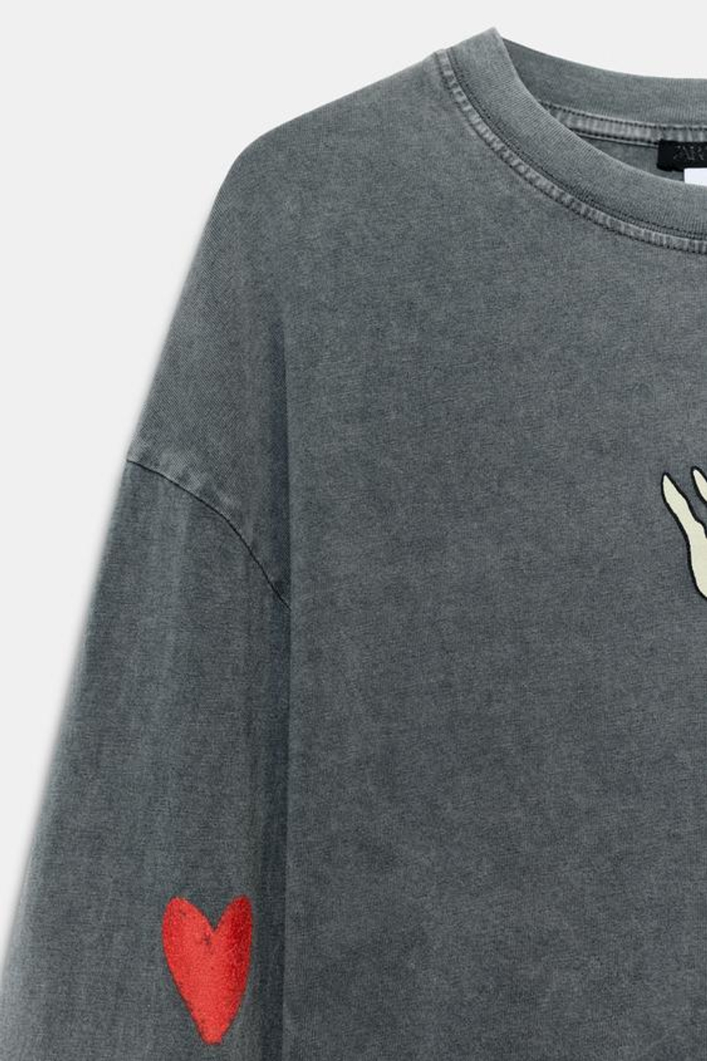 ZARA ФУТБОЛКА С ЭФФЕКТОМ ПОТЕРТОСТИ FIORENZA, УГОЛЬНЫЙ