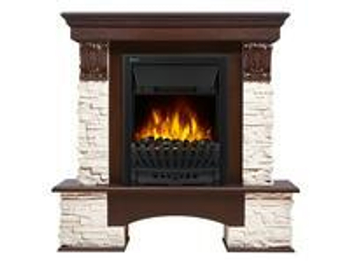 Портал Firelight Pietra Classic камень белый, шпон темный дуб