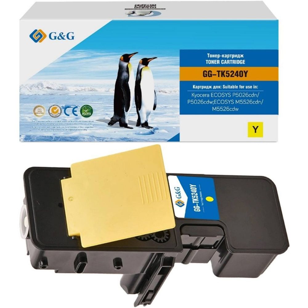 Тонер-картридж G&amp;G, аналог Kyocera TK-5240Y для Ecosys M5526/P5026 желтый (3K)