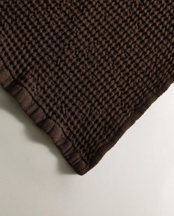 ZARA HOME БАННОЕ ПОЛОТЕНЦЕ С ВАФЕЛЬНЫМ УЗОРОМ, КОРИЧНЕВЫЙ