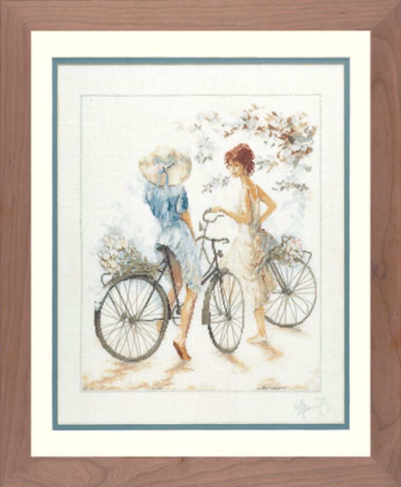 Набор для вышивания нитками Lanarte, Girls On Bicycle, 39х49 см Набор для вышивания нитками Lanarte, Girls On Bicycle, 39х49 см