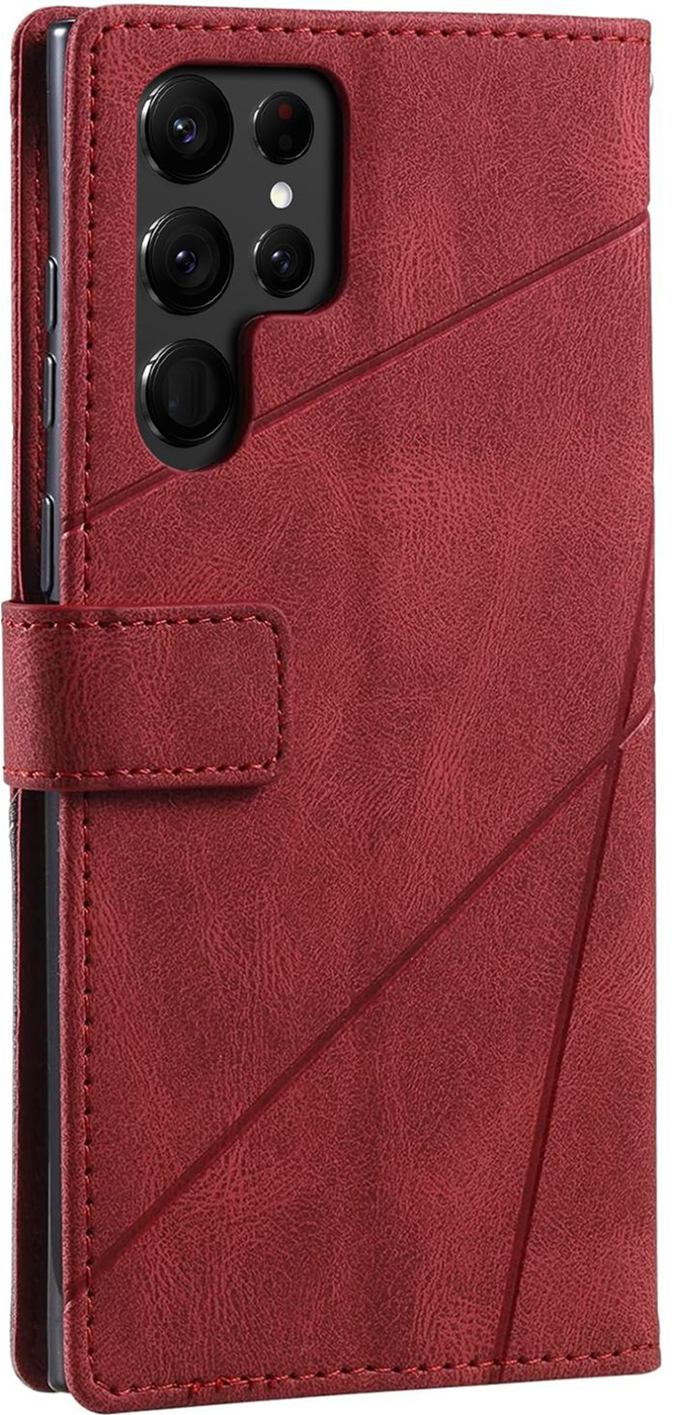 Дизайнерский чехол-книжка из кожи для SAMSUNG GALAXY S22 ULTRA с отделом для наличных, 3 слотами для карт и подставкой