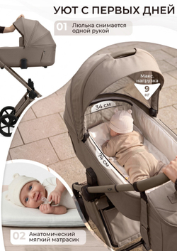 Sweet Baby Коляска 2 в 1 SBL Alba 2.0 Beige