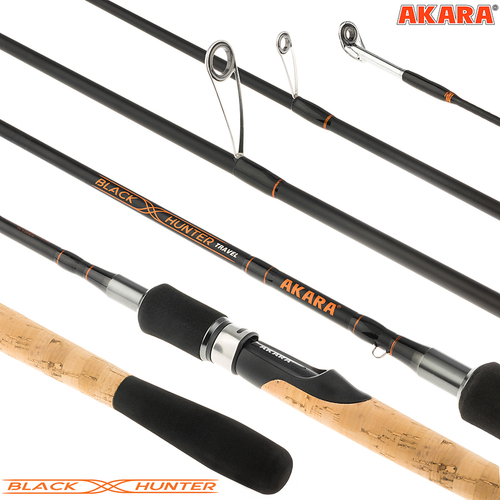 Спиннинг штекерный угольный 4 колена Akara Black Hunter Travel 734 L (3-12) 2,20 м
