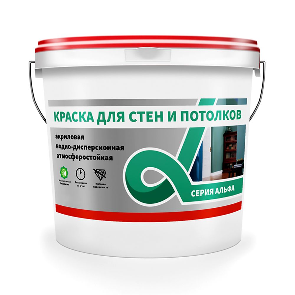 КРАСКА В/Д ДЛЯ СТЕН И ПОТОЛКОВ СУПЕРБЕЛАЯ "ALFAVIT" 14 КГ (1) СЕРИЯ АЛЬФА 42758