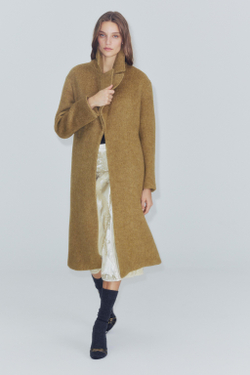 ZARA ДЛИННОЕ ПАЛЬТО ИЗ СМЕСОВОЙ ШЕРСТИ — ZW COLLECTION, ГОРЧИЧНЫЙ