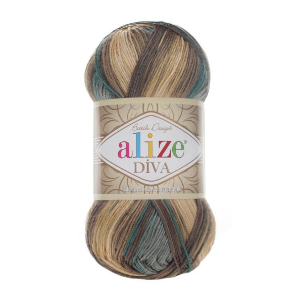 Пряжа Alize (Ализе) Diva Batik / уп.5 мот. по 100 г, 350м, 3307 секционный A