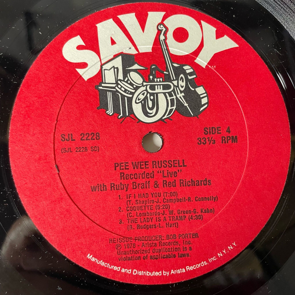 Винтажная виниловая пластинка LP Pee Wee Russell With Ruby Braff And Red Richards, The Individualism Of Pee Wee Russell (USA 1978)