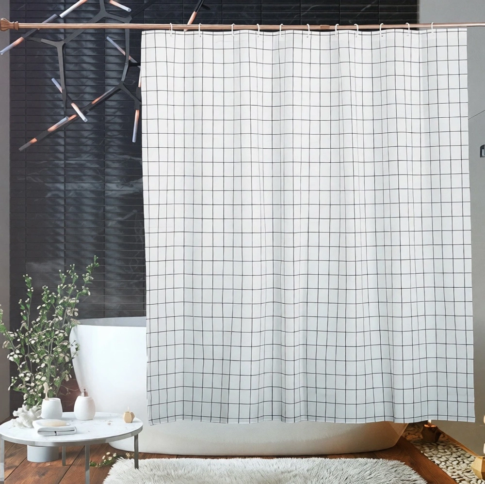 Штора для ванной полиэстер 180*180"Голди» белая