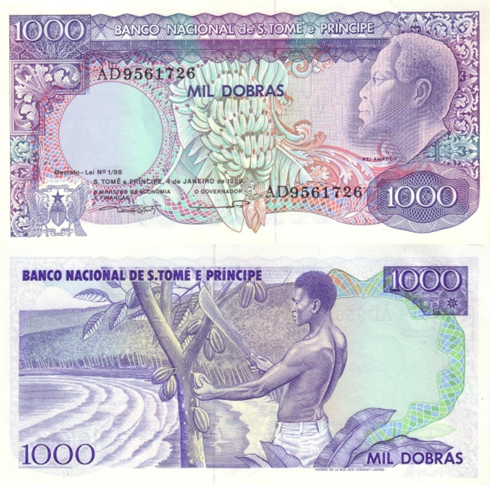 Сан-Томе и Принсипи 1000 добра 1989 Сбор какао UNC