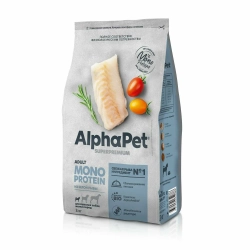Сухой корм ALPHAPET Monoprotein для собак мелких пород с белой рыбой - 3 кг