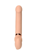 Телесный безремневой вибрострапон Vibrating Bendable Strap-On - size L (Цвет: телесный)