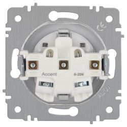 Розетка Intro Accent 6-206-01 с заземлением 2P+E Schuko со шторками 16А-250В IP20 СУ AL/CU белый | Intro