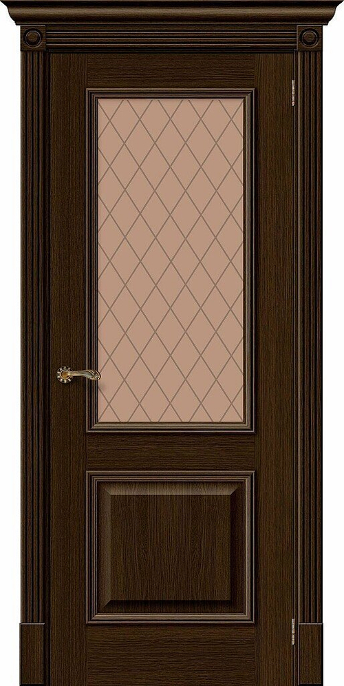 Дверь Вуд Классик-13 / Цвет Golden Oak / Стекло Bronze Сrystal / Двери Браво