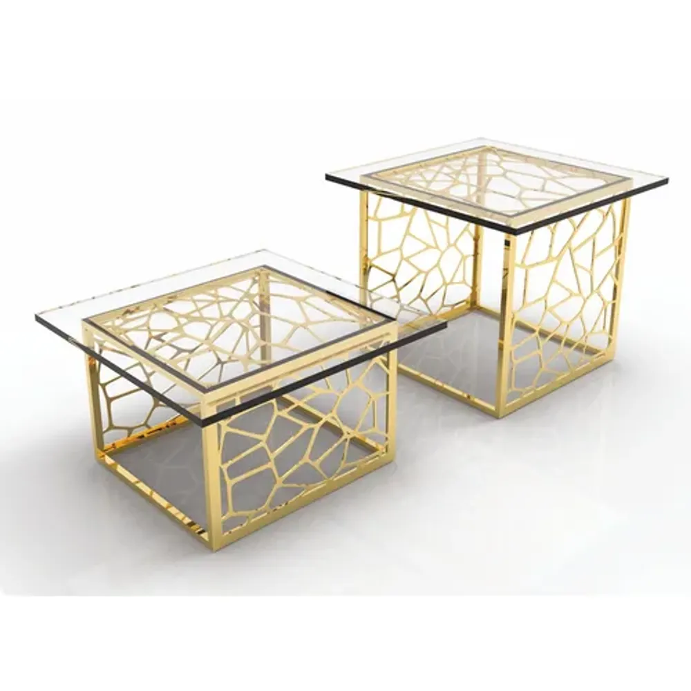 Подставка фуршетная стойка 35*35 см h30 см + блюдо 45*45 см акрил Gold P.L.