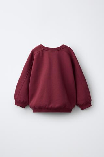 ZARA ТОЛСТОВКА С ВЫШИВКОЙ «МЕДВЕДЬ», ГРАНАТОВЫЙ