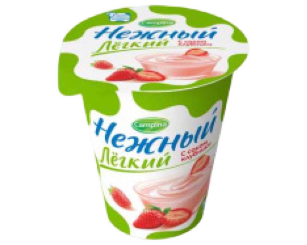 Йогуртный продукт Нежный Легкий 0,1% с соком клубники 320г